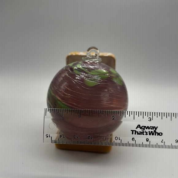 Hand Blown Glass Ball Purple Pink Green Orb Suncatcher Ornament - Picture 4 of 8